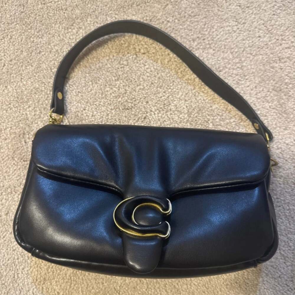 Coach Pillow Tabby Shoulder Bag Black Leather